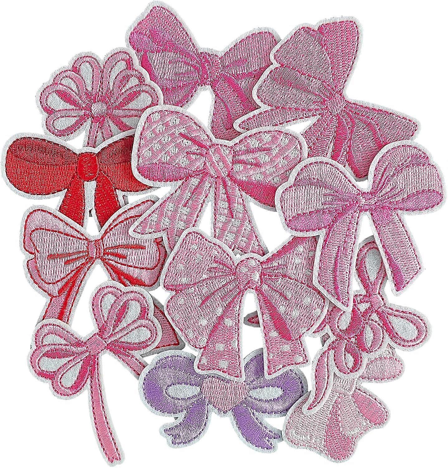 12 pieces of bow iron-on patches, various styles of bow embroidery patches