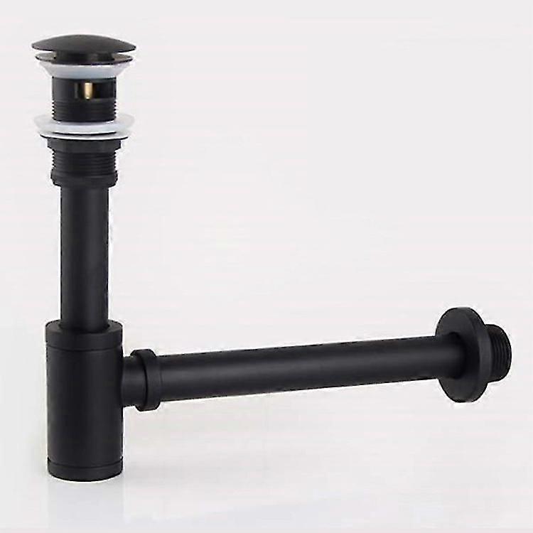 Black Brass Bathroom Siphon, Bottle Trap with P-TRAP Pop-Up Drain Kit, Waste Hardware Overflow