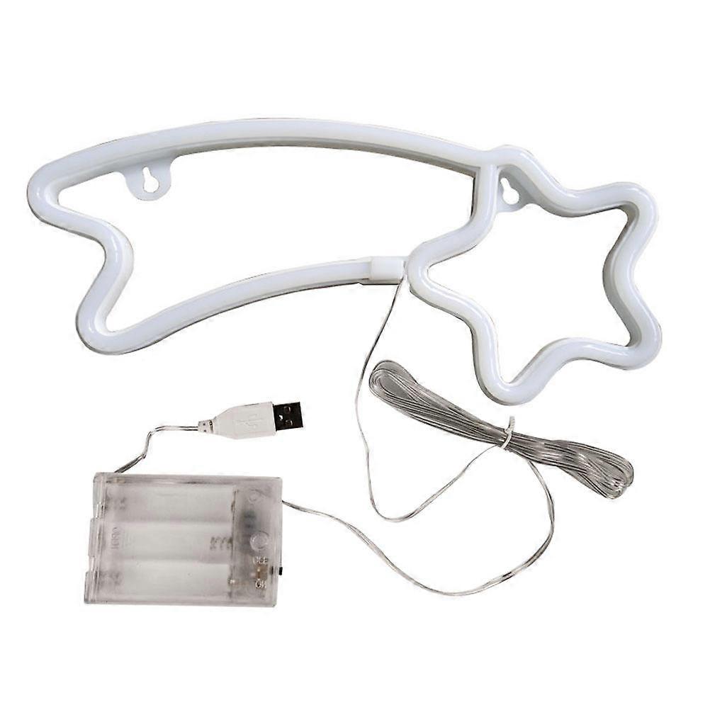 White Plastic Desk Lamp with Warm Light for Bedroom Use Creative Hanging Neon Style 1Pc