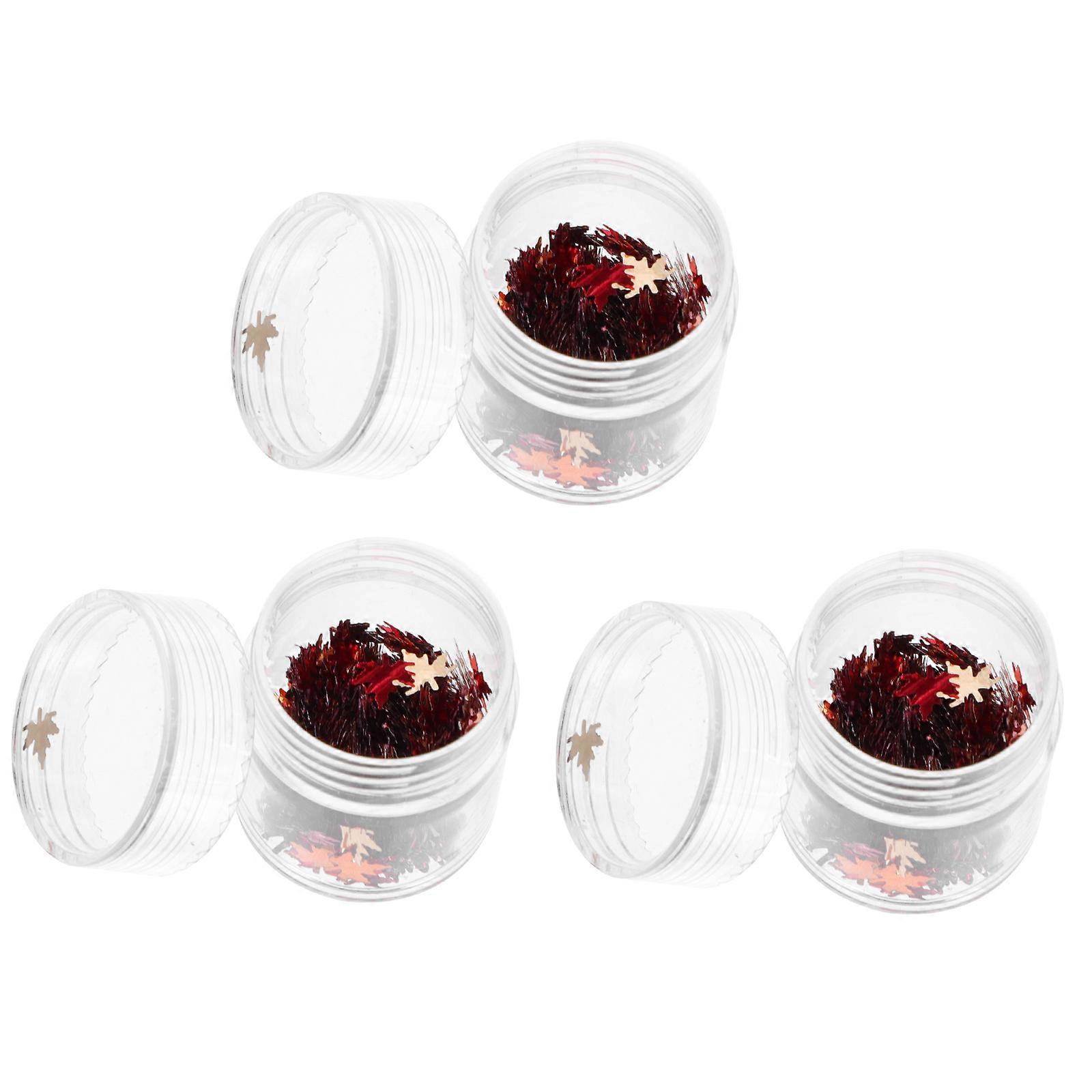 Nail Decoration Sequins 3 Bottles Assorted Color Maple Leaf Style For Christmas Gift Packaging