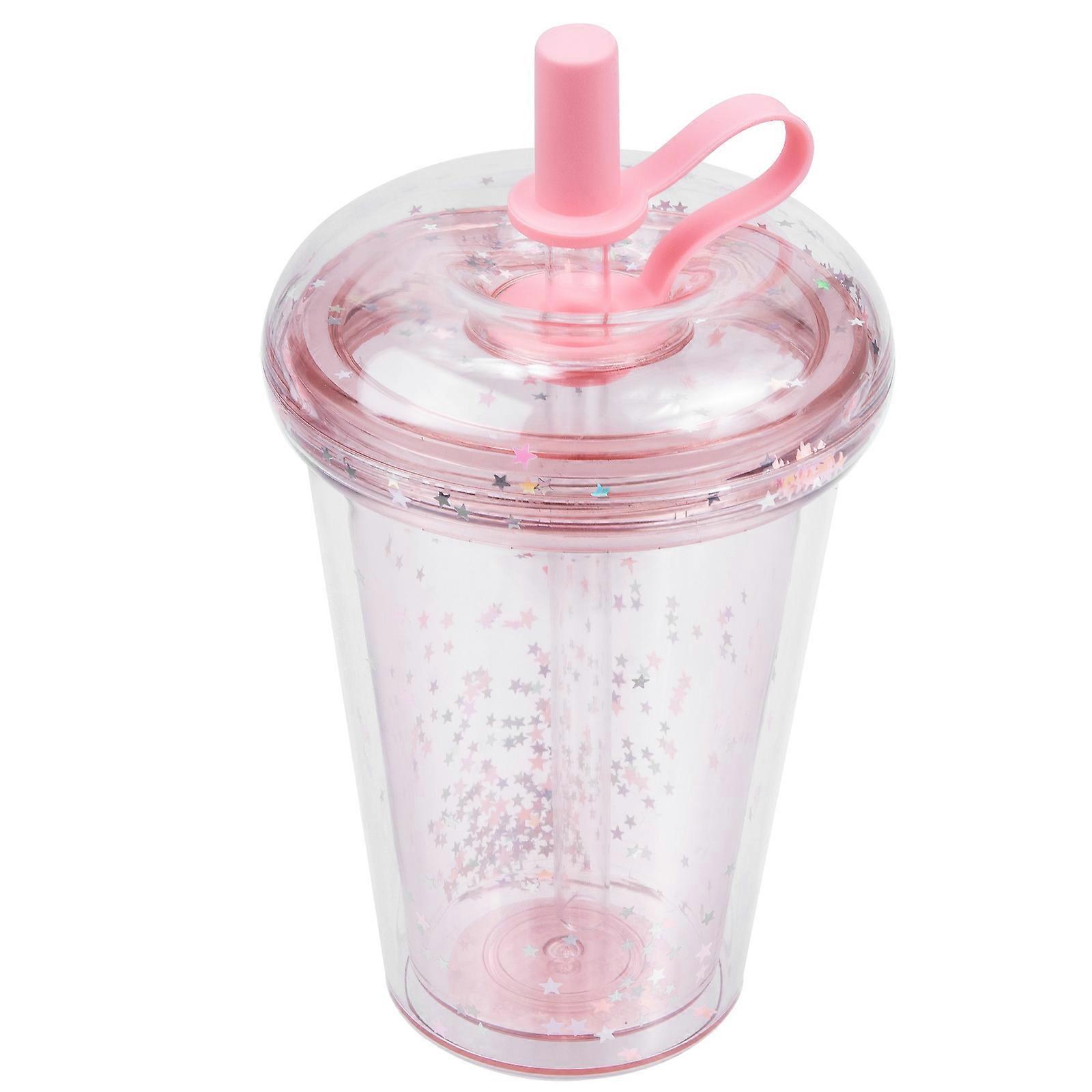 Kawaii Water Bottles For Girls 320ml Leak-proof Cup Shaped Daily Use Water Bottle With Straw 1Pack