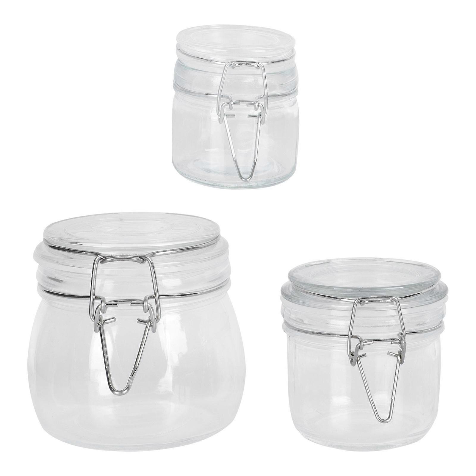 Airtight Glass Storage Jars 3Pcs Sealing Containers For Kitchen Storage And Practical