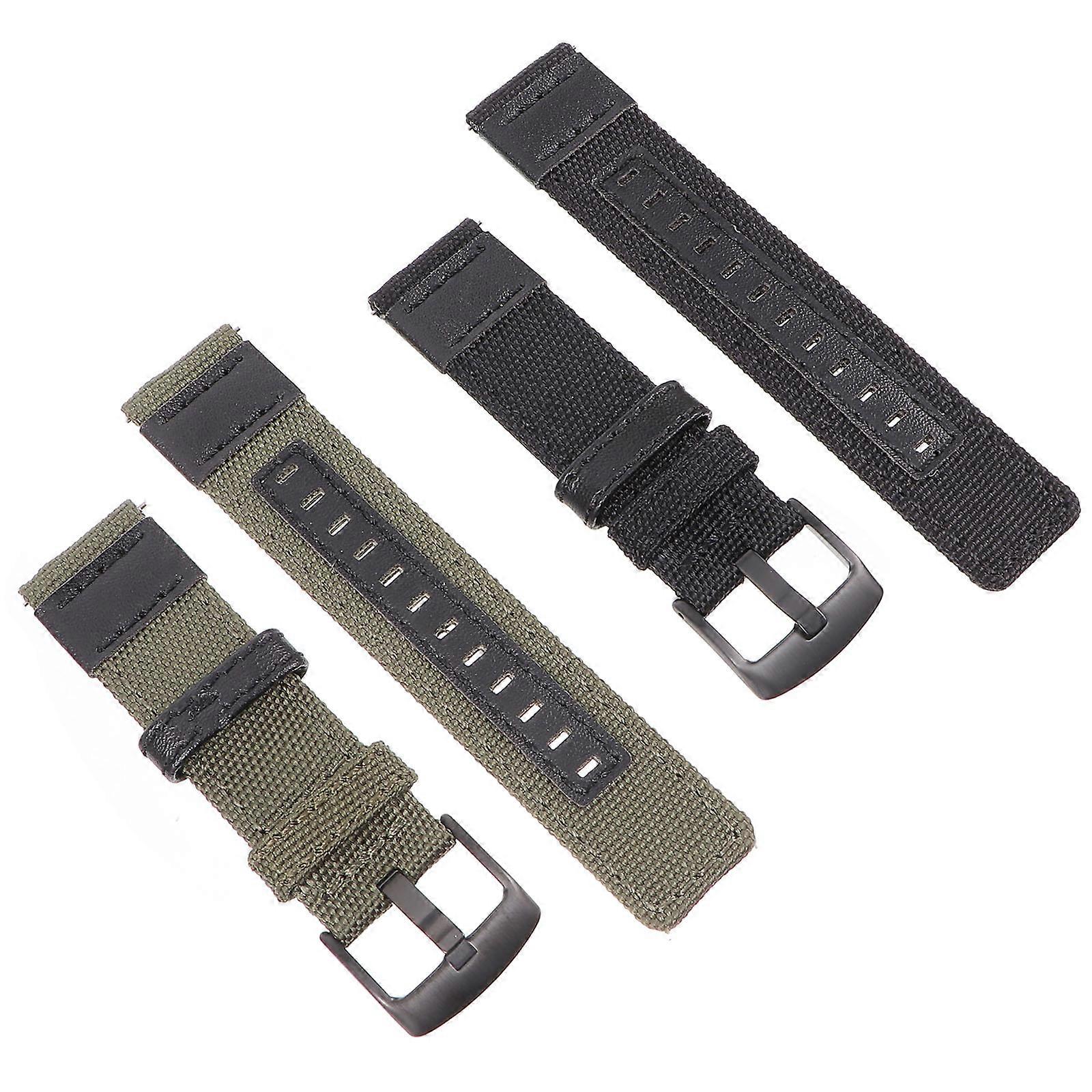 Black Canvas Watch Band with Quick Release Buckle for Men and Women Fits Galaxy WatchCompatible Nylon Strap 2Pack