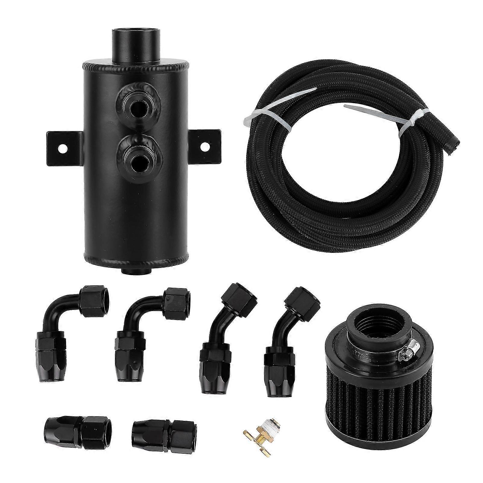 750ml Motor Oil Catch Can Kit Universal AN10 Aluminium Baffled W/Hose Fitting Filter SZRH A-V