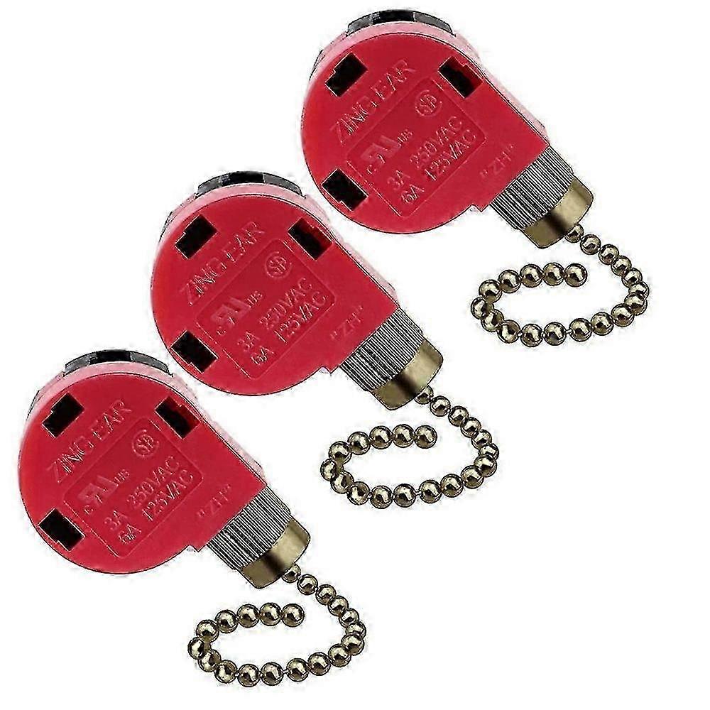 3PC Ceiling Fan Switch 3 Speed 4 Wire ZE-268S6 Fan Pull Chain Switch Replacement Speed Control Switch Copper js