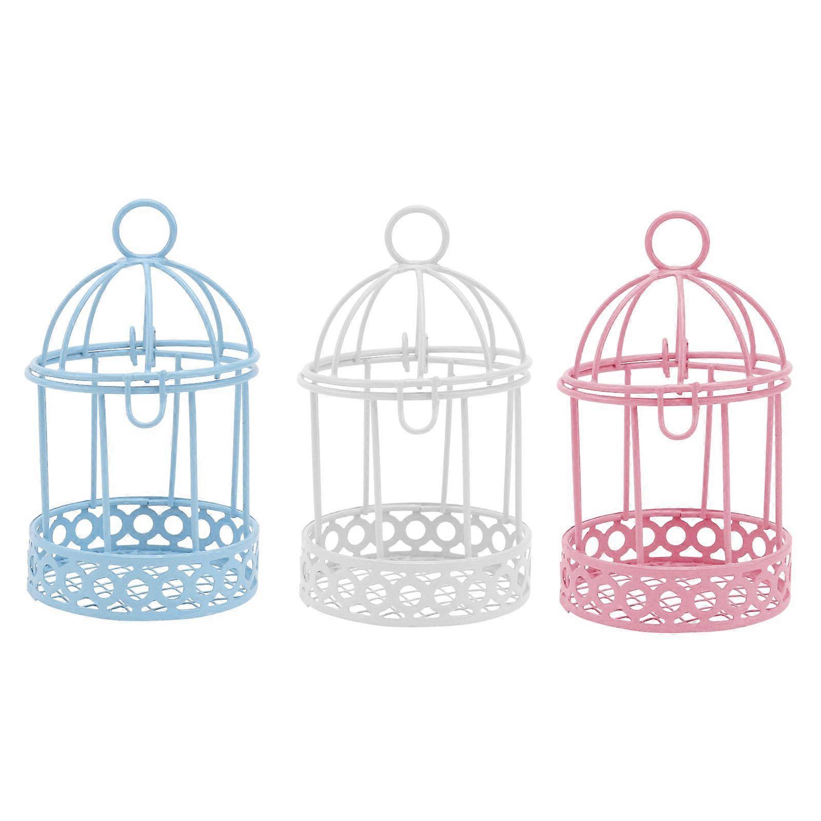 3PCS Exquisite Mini Storage Adornment Mini Bird Cage Desktop Storage Decoration