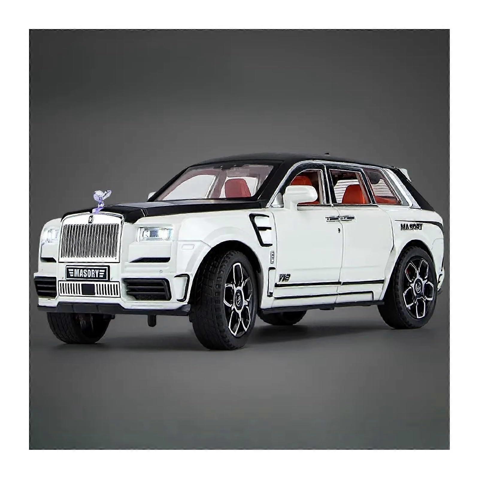 Cullinan Model Car 1:24 Scale Alloy Body Rubber Tyres SUV Miniature Vehicle with Sound and Light (White)