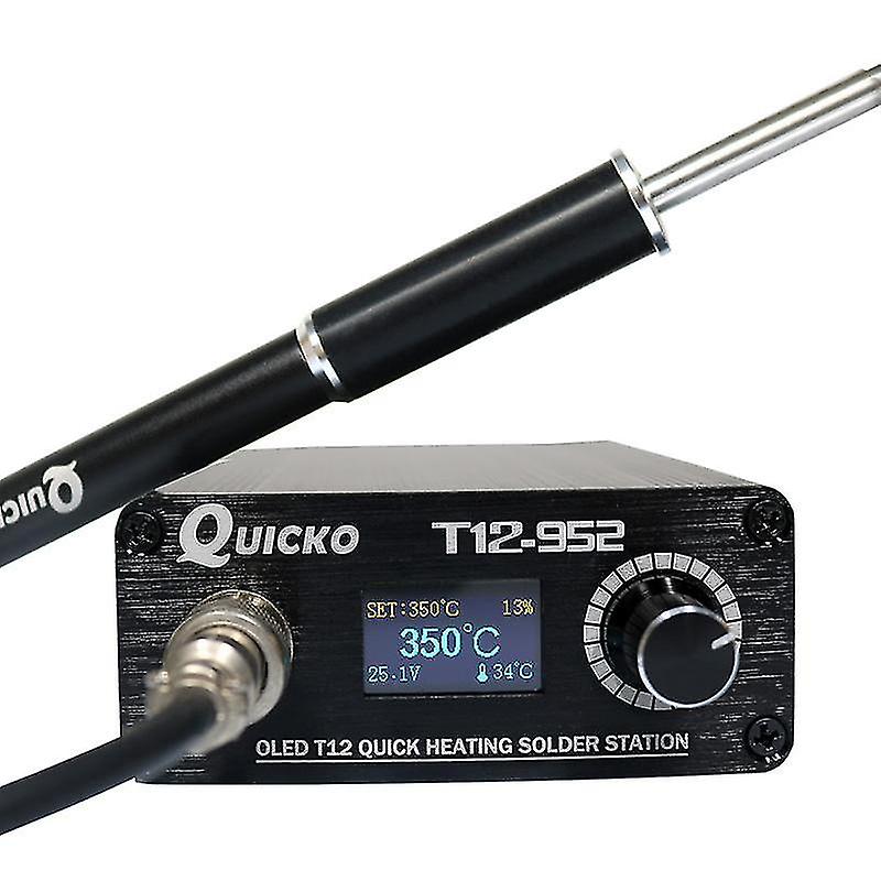 Quicko T12-952 Soldering Station With M8 Black Metal Handle And Various Types Of Soldering Iron Tips