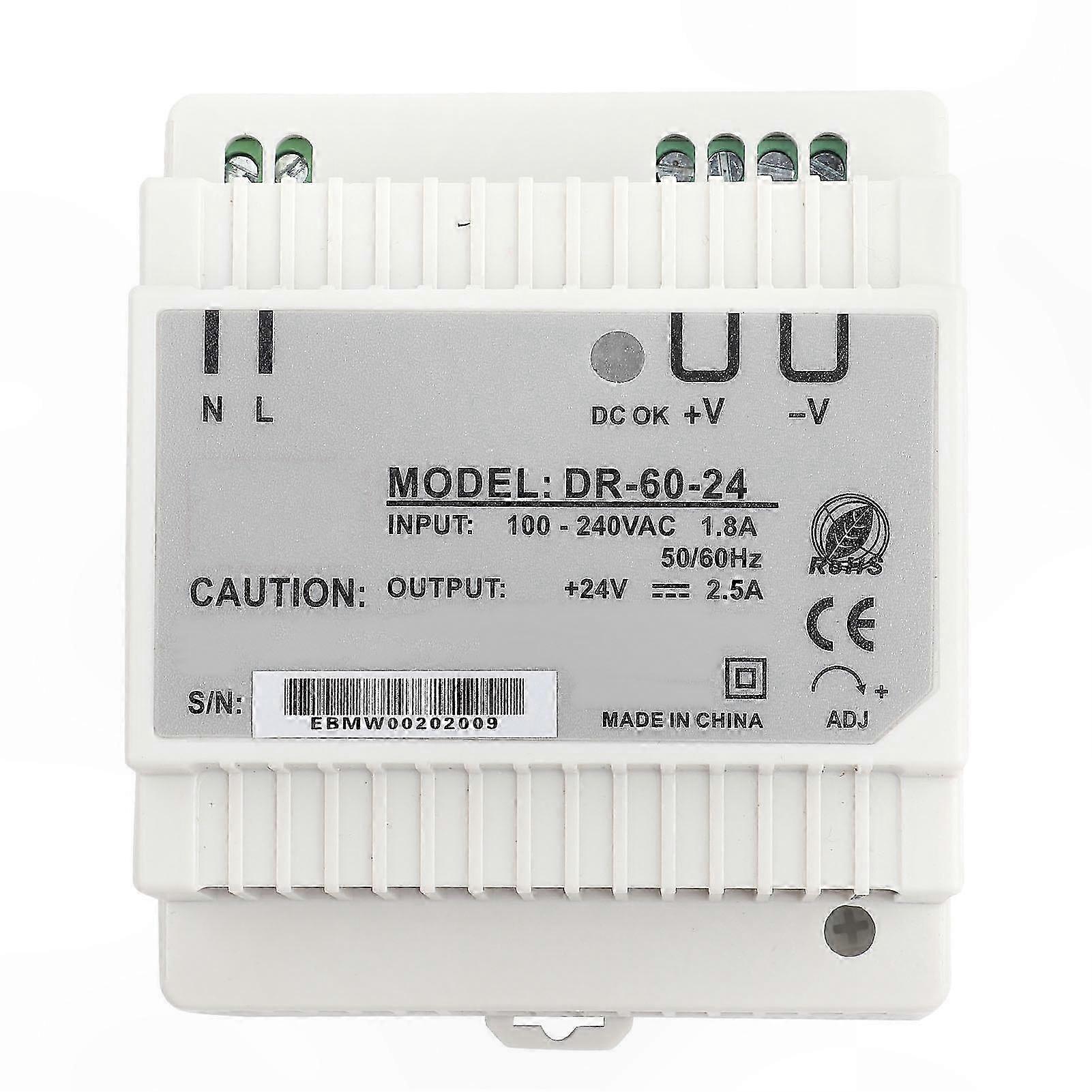 60W 24V Single Output Din Rail Power Supply with AC/DC Switching Capability