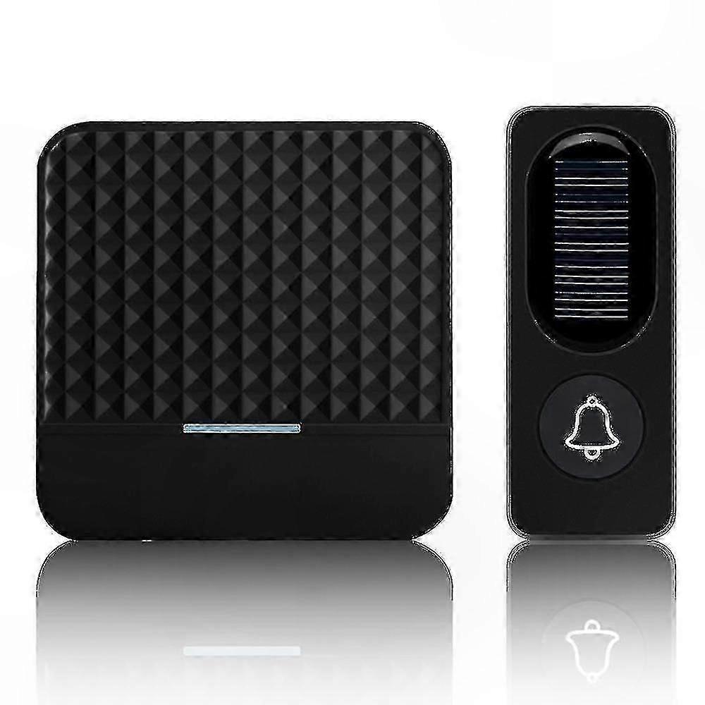 Wireless Doorbell with Solar Power, Waterproof Design, Smart Plug for Home Security (Black)