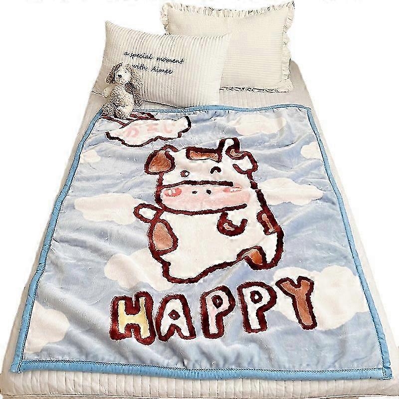 Cartoon Small Blanket Double Layer Raschel Cloud Blanket Large Vers...