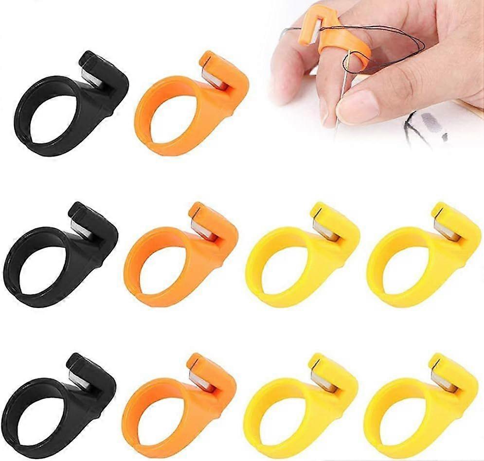 SeraphinaT 12 Pieces Sewing Thread Cutter Ring Finger Cutting Tool Plastic