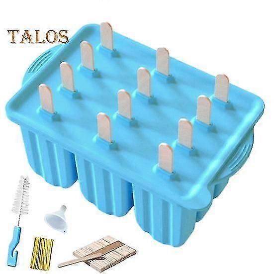 1 Set Ice Lolly Mold Non-stick DIY Long Lasting Durable 12 Grids Silicone Sorbet Molds Ice Cube Tray Home Supply