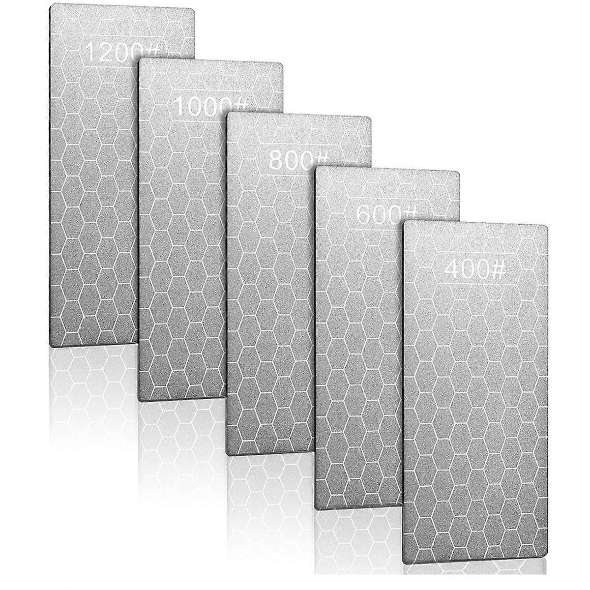 5 PCS Diamond Sharpening Stone, Double-Sided Sharpening Plate Honing Stones with Coarse Plate and Non-Slip Base