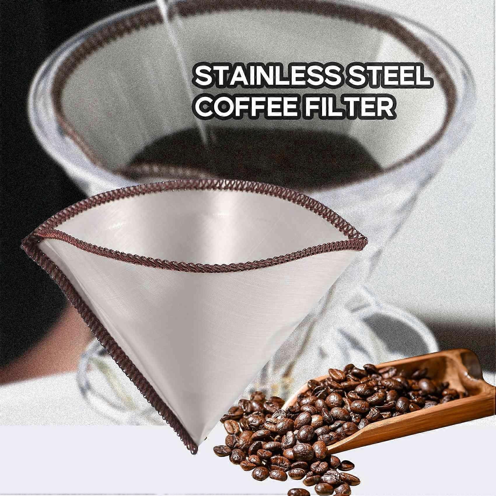 Reusable Pour over Coffee Filter Mesh Paperless Coffee Filter Stainless Steel Cone Filter 3 To 4 Cu