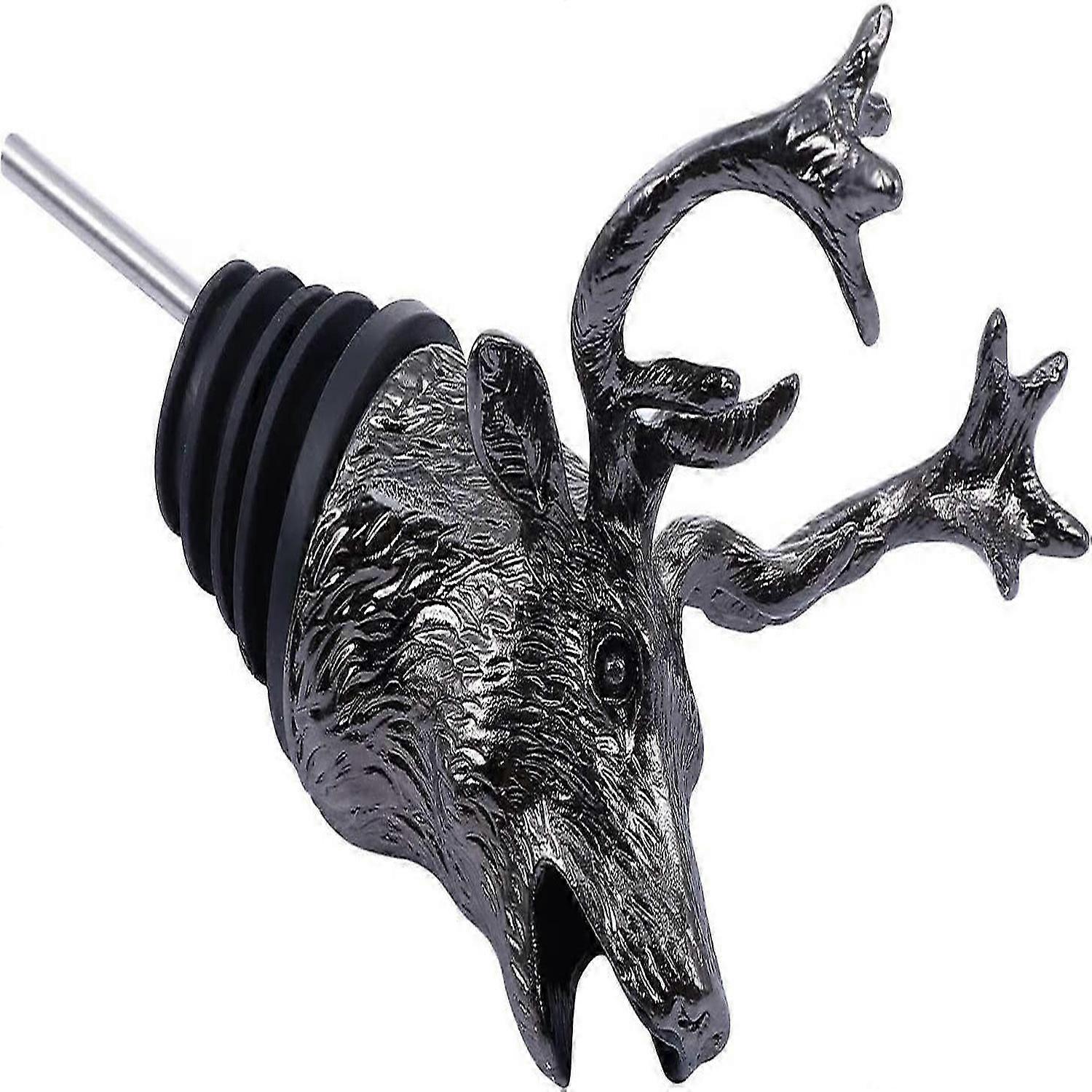 クリスマス鹿頭ワインポアラー ワインボトルストッパー(ブラック) 1個入り