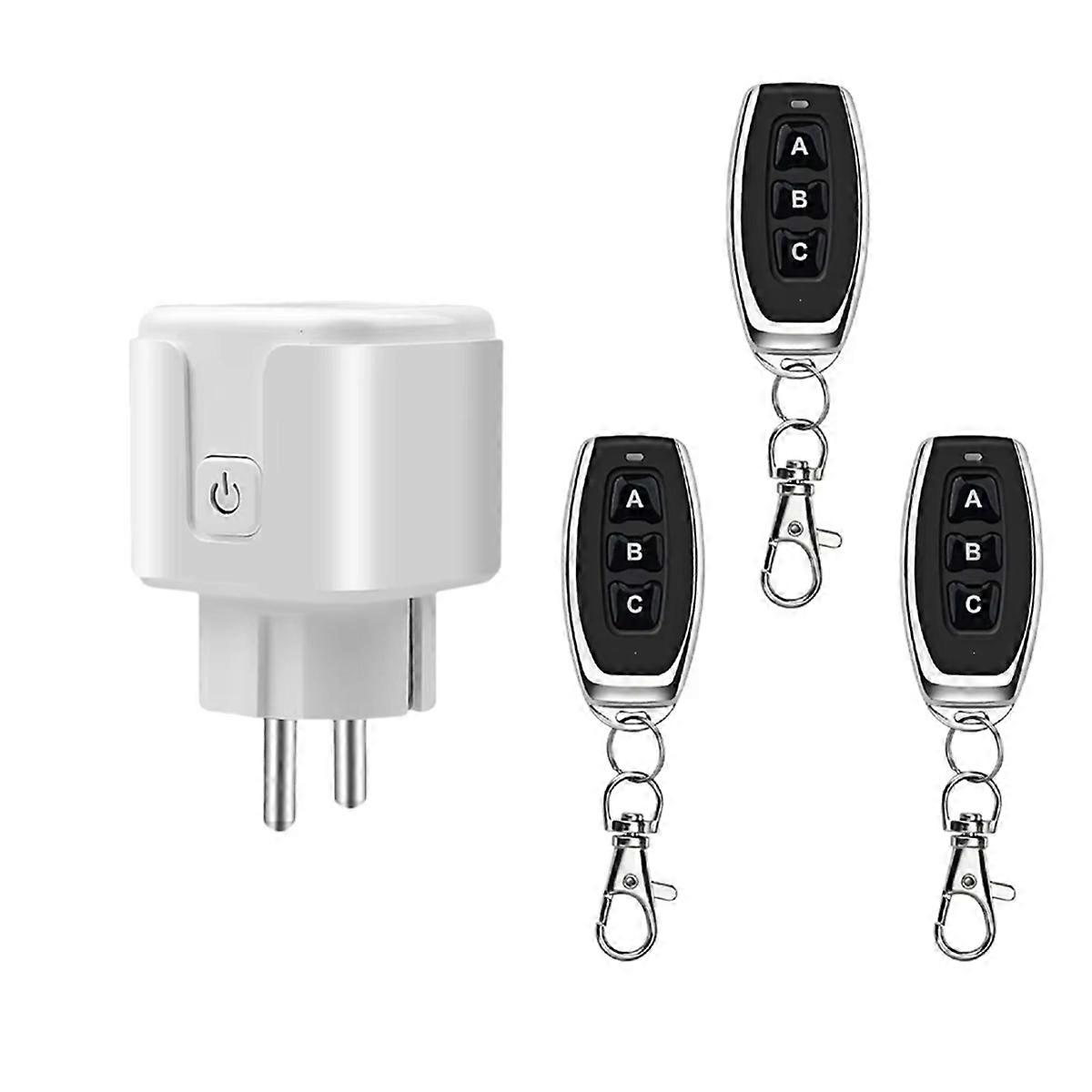 433Mhz Wireless Remote Control Switch Mini EU Plug 220V 16A for Fans Lamps Energy Efficient