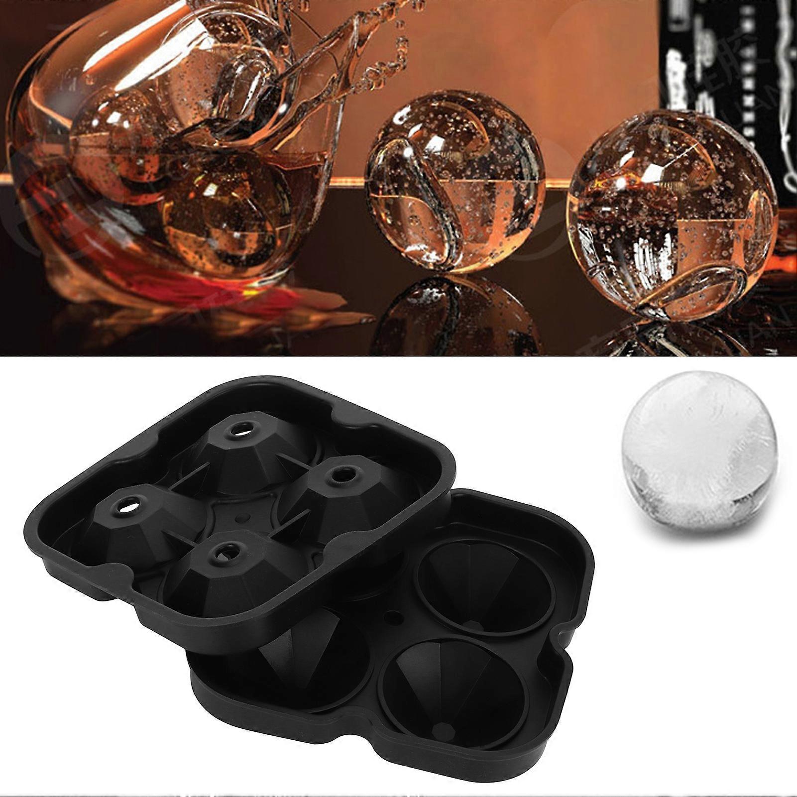 4Grid Ice Mold Reusable DiamondShape Ice Cubes Maker Tray Home Kitchen Supplies(Black )