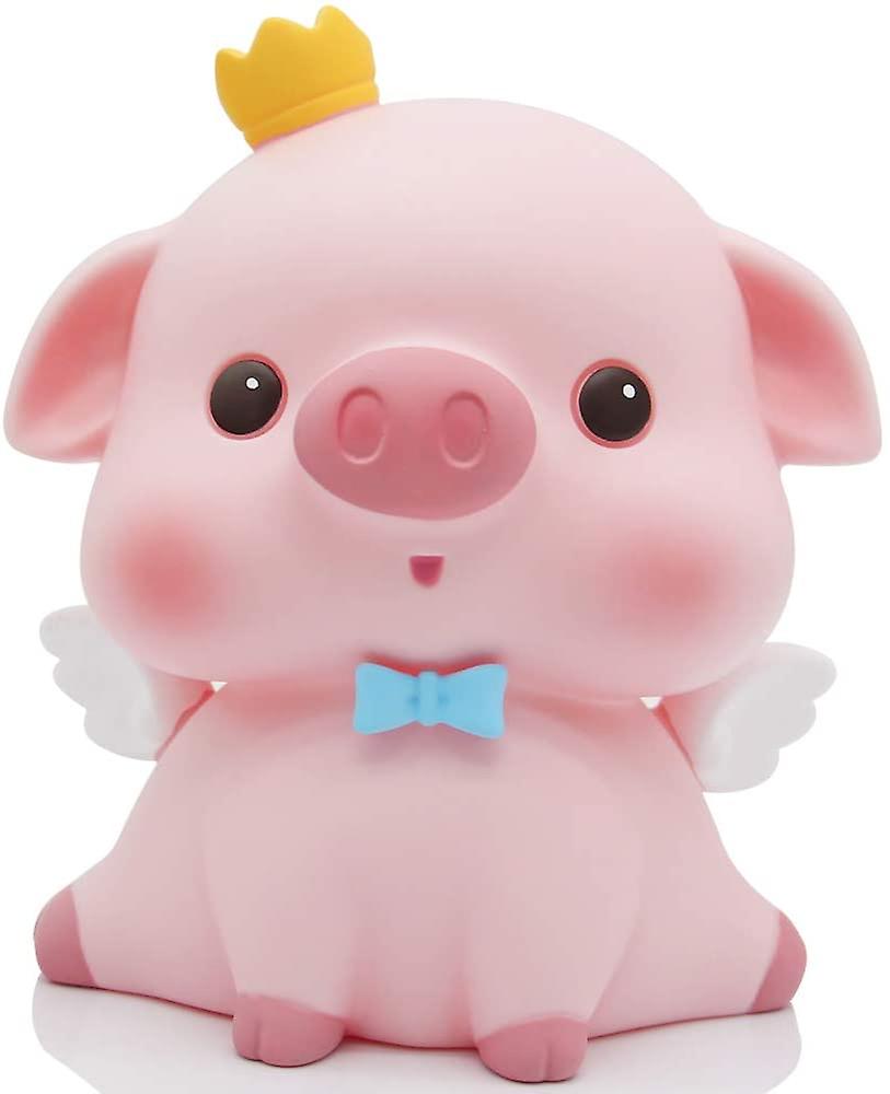 Όμορφη ροζ piggy τράπεζα για το μωρό, πολύ χαριτωμένη τράπεζα νομισμάτων, shatterproof τράπεζα χρημάτων για τα παιδιά --- το piggy βλέμμα κορώνας, μεγάλο δώρο τραπεζών νομισμάτων για το αγόρι, κορίτσι