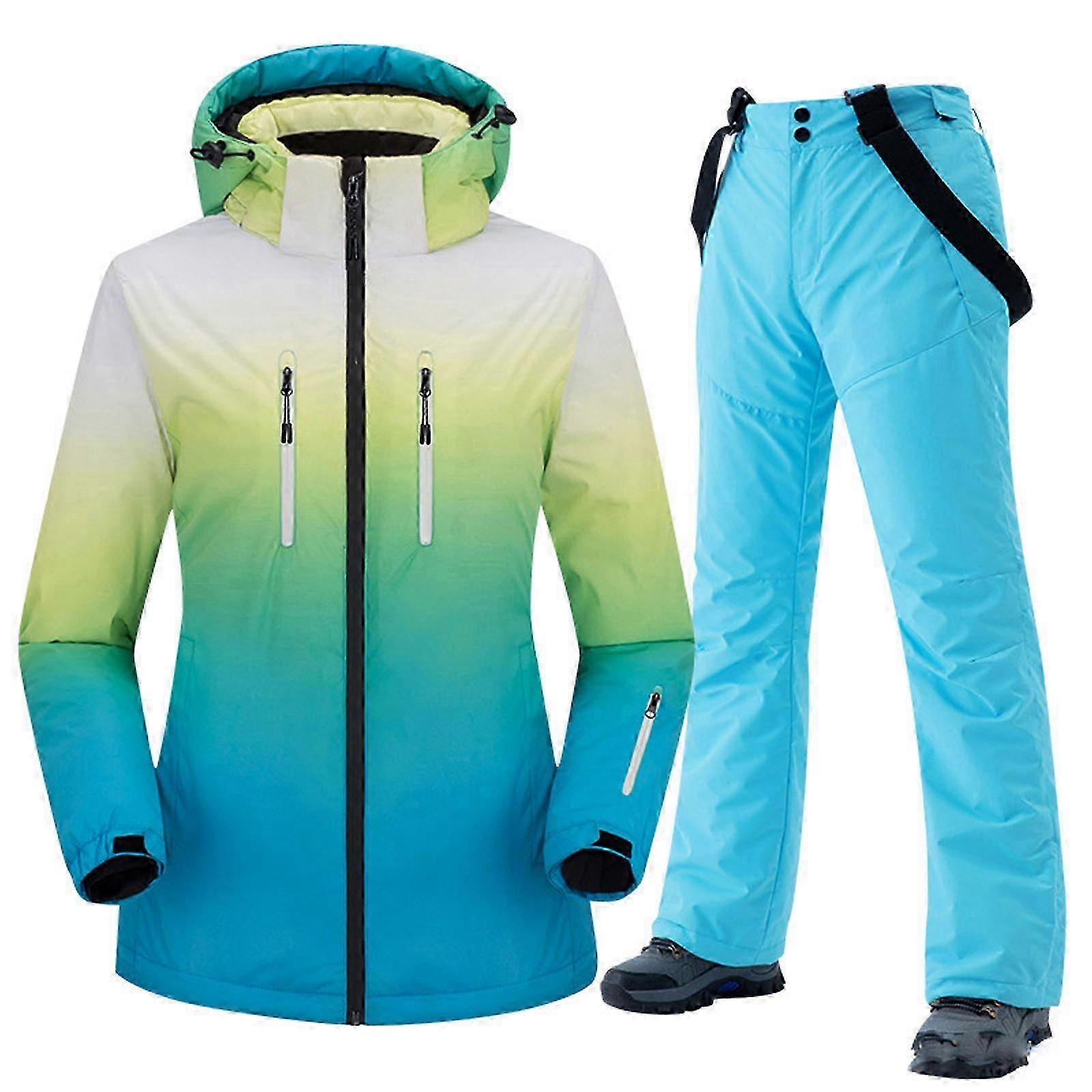Christmas PJS Family Set: Women's & Unisex Winter Ski Suit with Gradient Design, Windproof & Warm for Single & Double Board Skiing - XL Blue