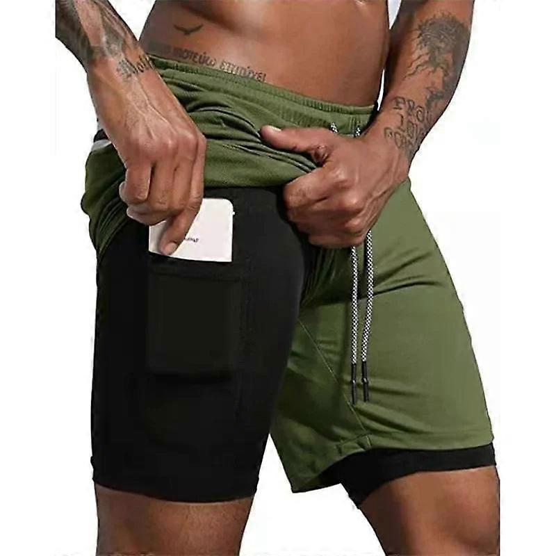 Men's 2-in-1 Quick Dry Sports Shorts With Pocket For Running Gym Beach - Summer
