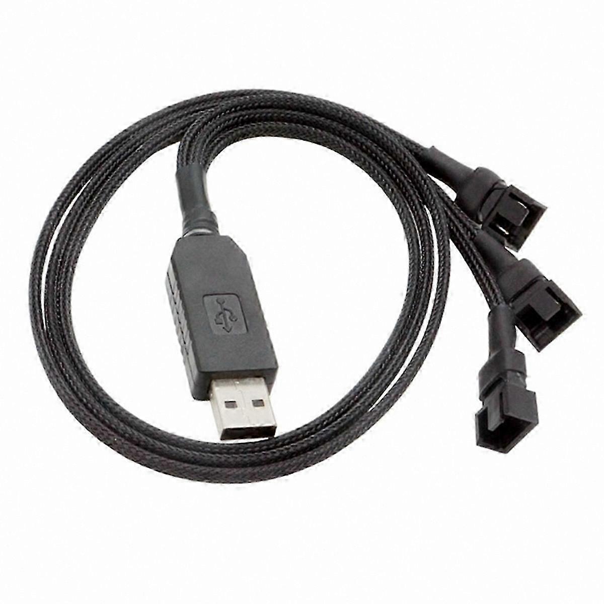 12V USB to 4-Pin PC Fan Power Adapter Cable with 1 to 3 Step-Up Connection for Cooling Systems