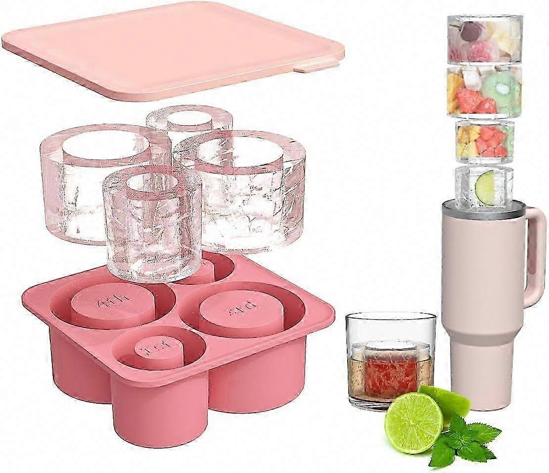 Stanley Cup Ice Cube Tray with Lid, Large Silicone Mold for 20Oz 30Oz 40Oz Tumbler Travel Mug