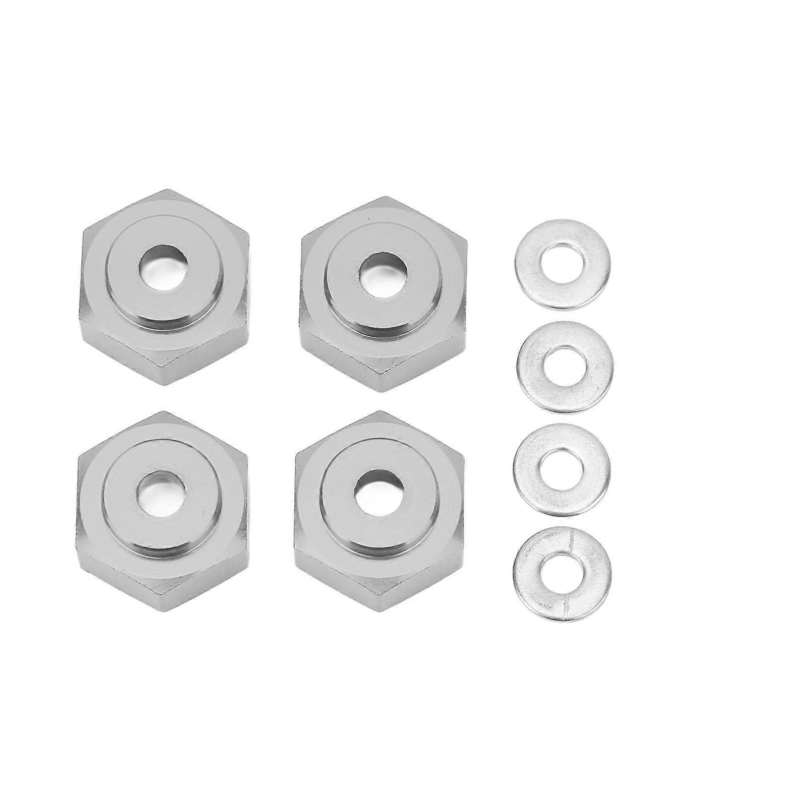 4pcs RC Hex Coupler Professional Aluminum Alloy RC Wheel Hex Adapter for 1/10 RC Cars Titanium Gray