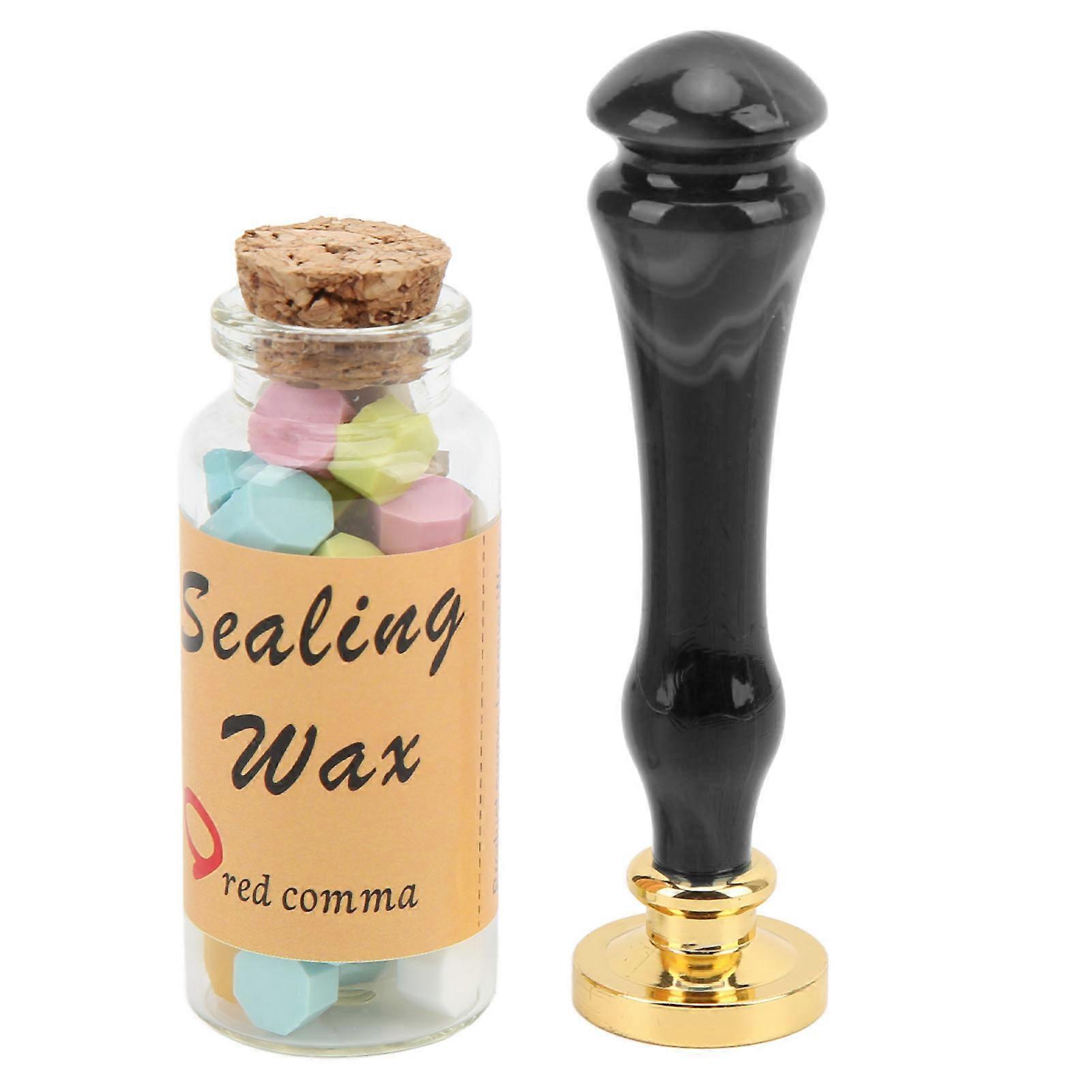 Wax Sealing Stamp Set 12.4cm Clear Pattern Black Metal Resin