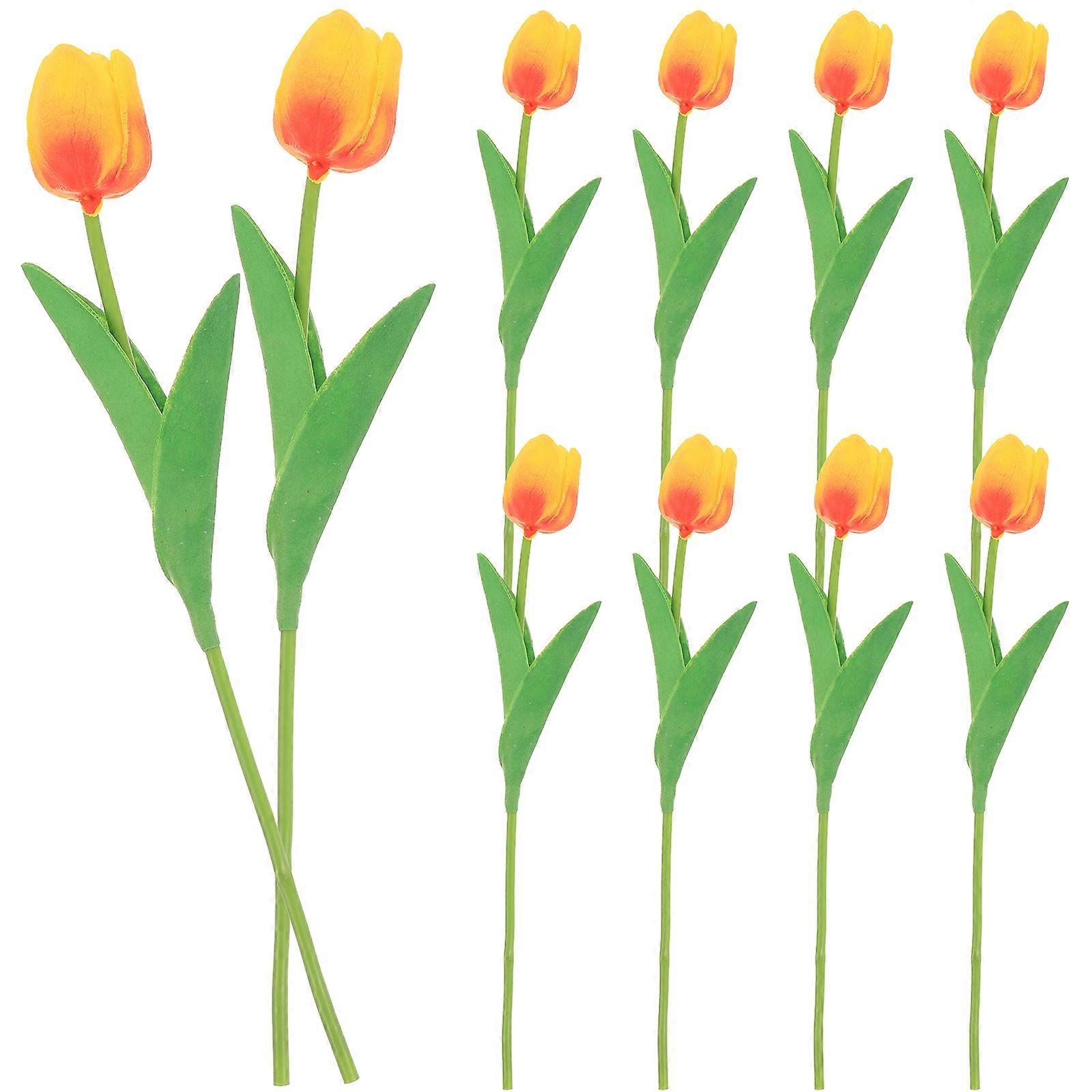 Tulip Artificial Flower Bouquet for Ornament 30Pcs Orange Faux Blooms