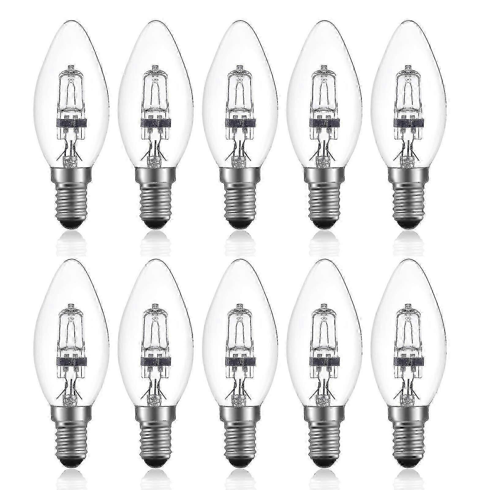 42w E14 C35 منابة هالوجين قابلة للتعتيم AC 220-240V أبيض دافئ 2700k E14 لمبة شمعة هالوجين شفافة (10 قطع)