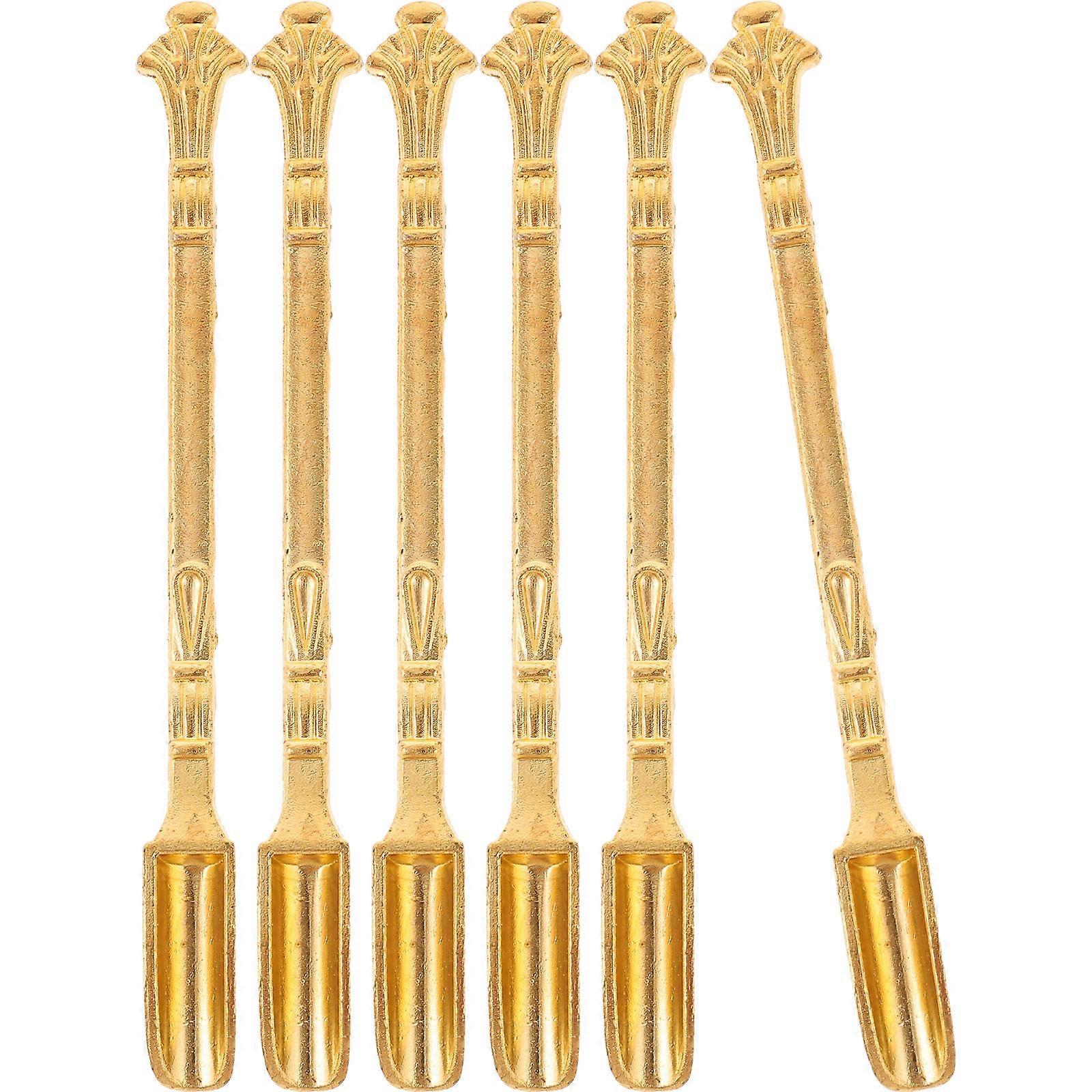 Gold Copper Mini Spoon for Storage 6Pcs Medicine Set