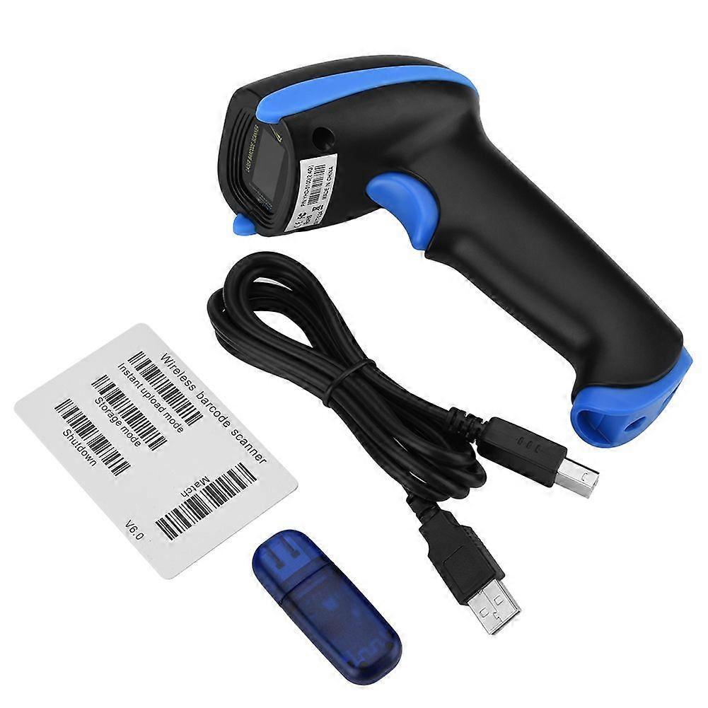 Hand Held Wireless 2.4GHz Laser Barcode Bar Code Scanner Reader for iOS Android Windows Blue