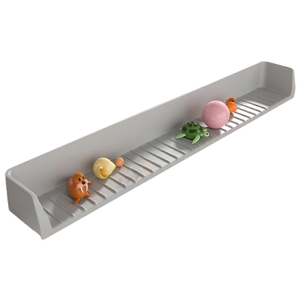 Longer Splash Guard for Bathtub Kids, Silicone Water Splash Guard, Toy Tray Holder for Tub, Bathtub