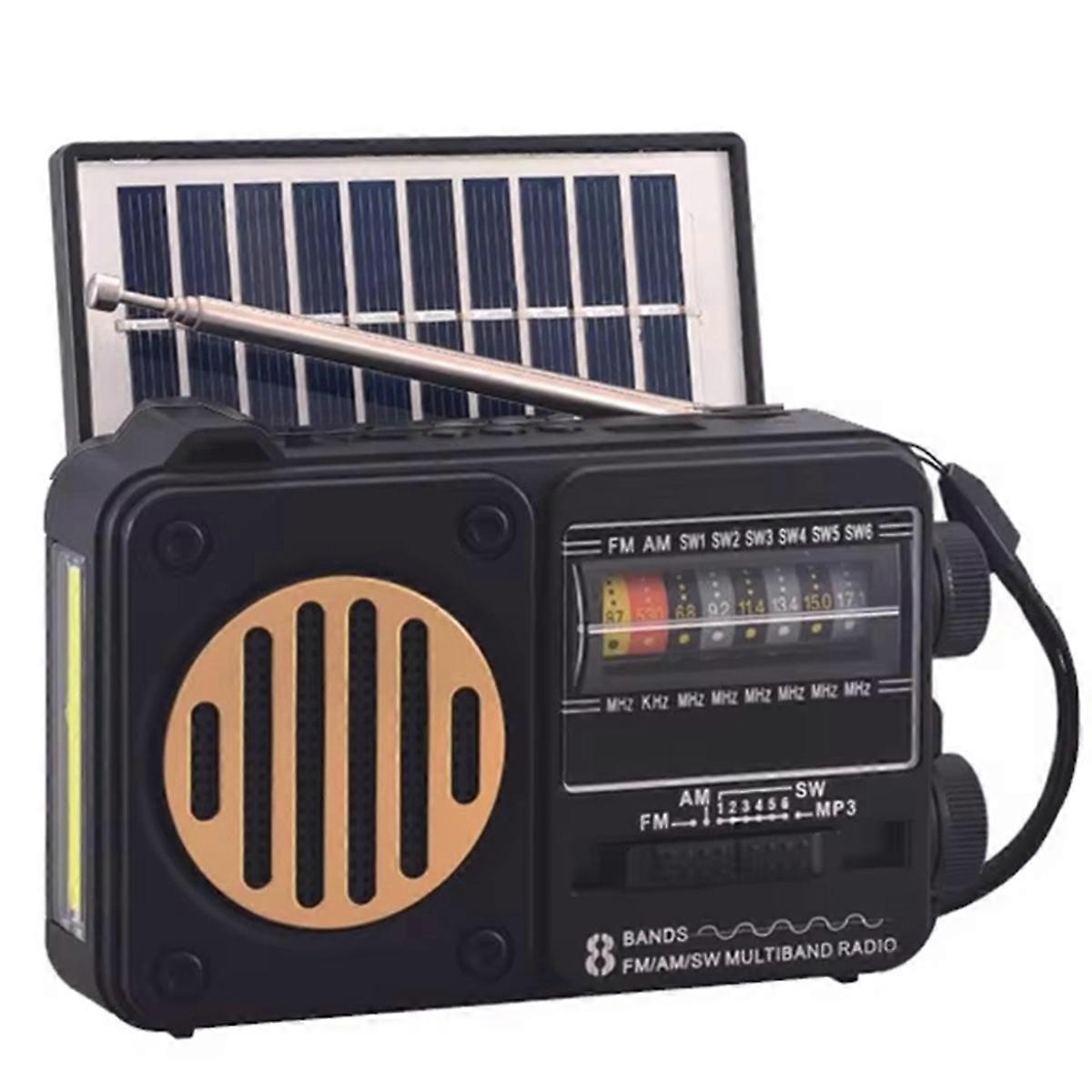 Portable Vintage FM AM SW Radio Solar Charging Emergency Radios Receiver Wireless Bluetooth Speaker Support Flashlight