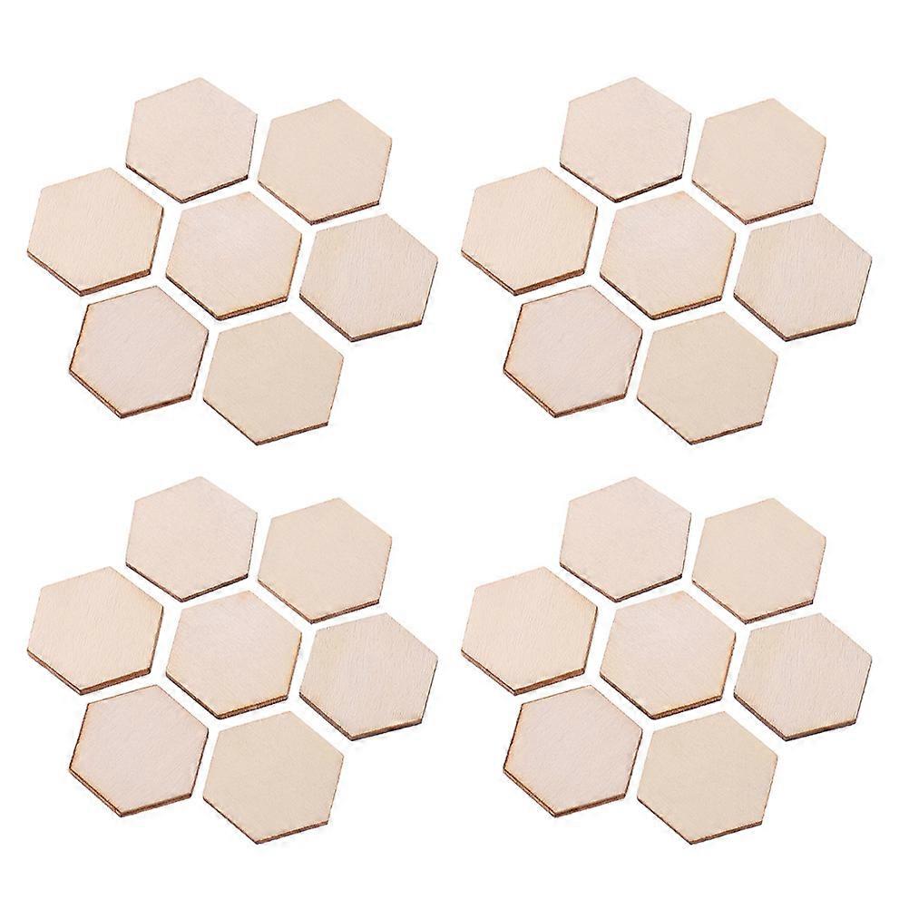 Wooden Slices Hexagon Shape for DIY Crafts 100Pcs Beige Wood Pieces