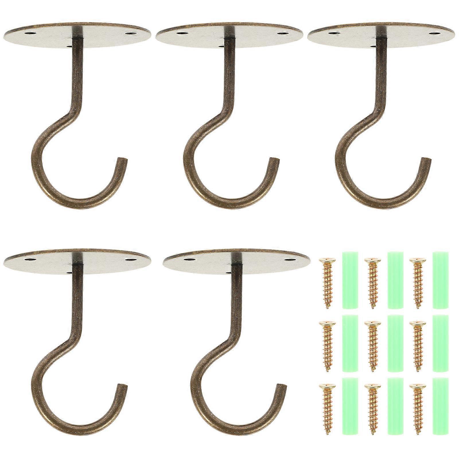 Heavy Duty Iron Ceiling Hooks for Hanging Use 1Set Durable Brown Wall Mount