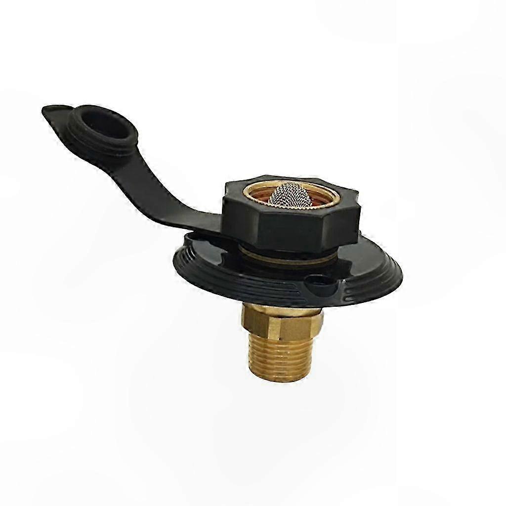 RV Water Inlet with Check Valve and Hose Elbow Adapter in Black Brass Finish
