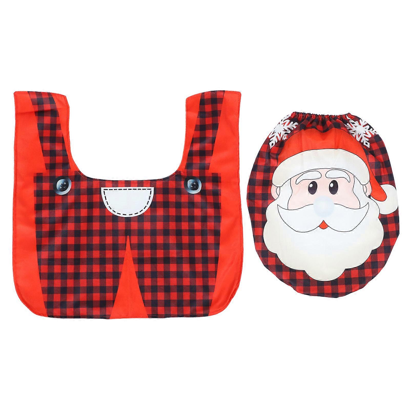 Christmas Patterns Toilet Seat Cover for 1Set Toilet Mat Rug