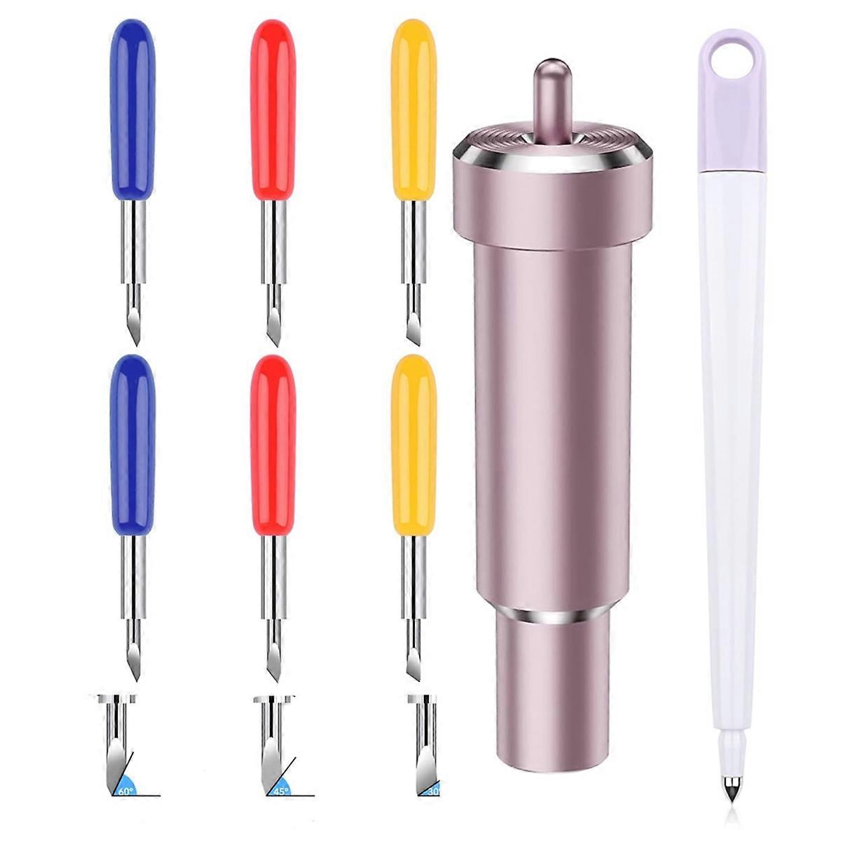Scoring Stylus 30/45/60°Metal Cut Blades & Housing Set Compatible Replaceable Deep-Point Blade & Fin