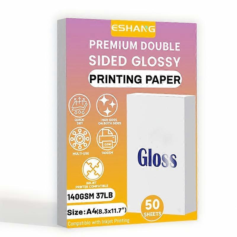 50 Sheets A4 (8.3x 11.7 Inch)Double Sided Photo Paper 37 Lbs 140gsm Photo Paper Unit Photo Paper for Printer Glossy Photo Paper for Inkjet Printing