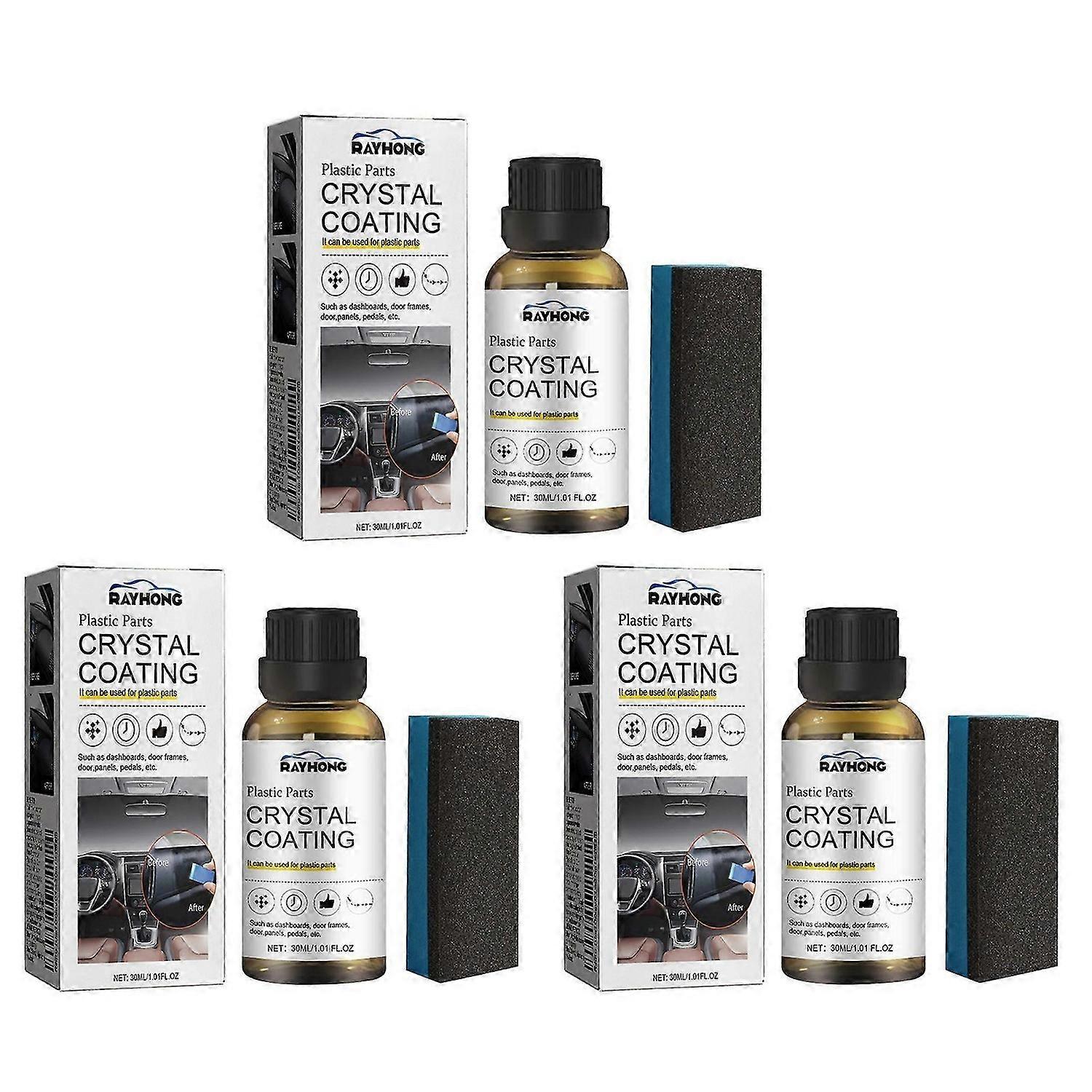 Car Plastic Parts Restorer Crystal Coating Agent for Trim & Dashboard, Gloss Retention & UV Protection Liquid