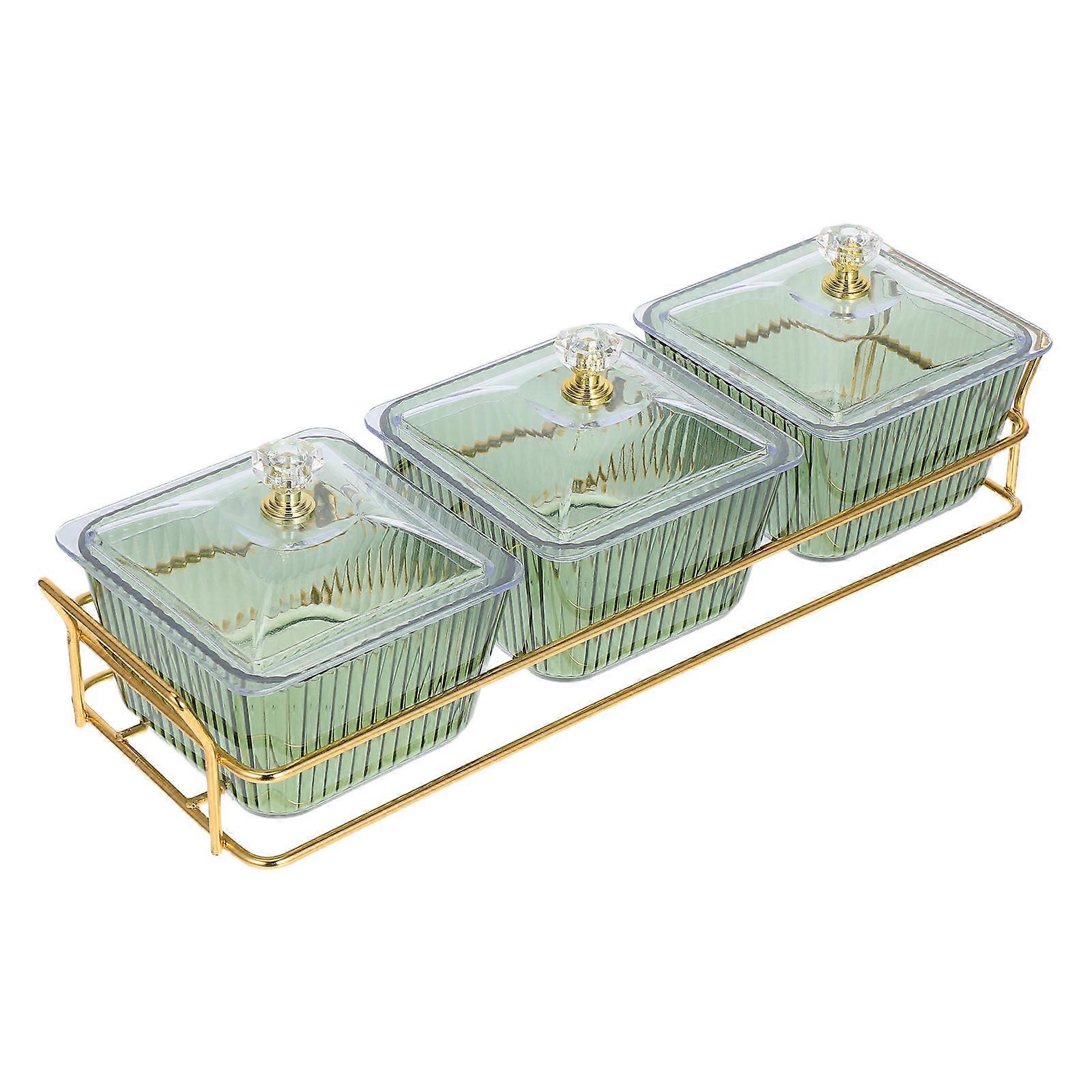 4Pcs Green Divided Serving Dish for Snacks and Dry Fruit Storage Tray