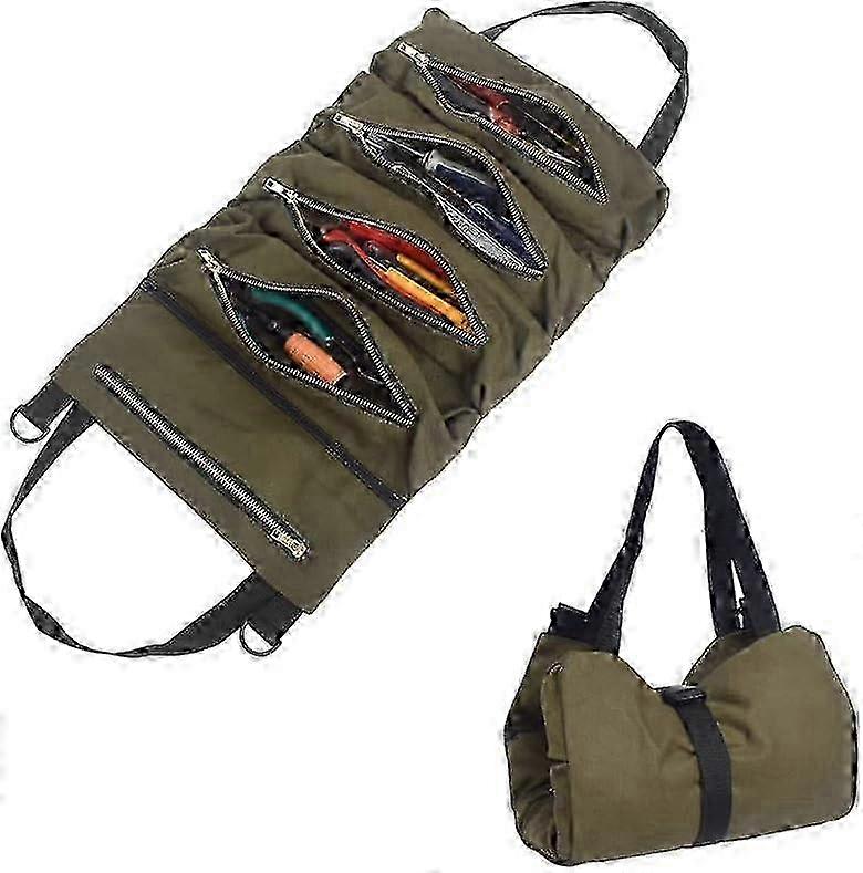 Canvas Tool Bag, Multifunctional Tool Bag with 5 Compartments, Portable Tool Bag for Daily Home Wood