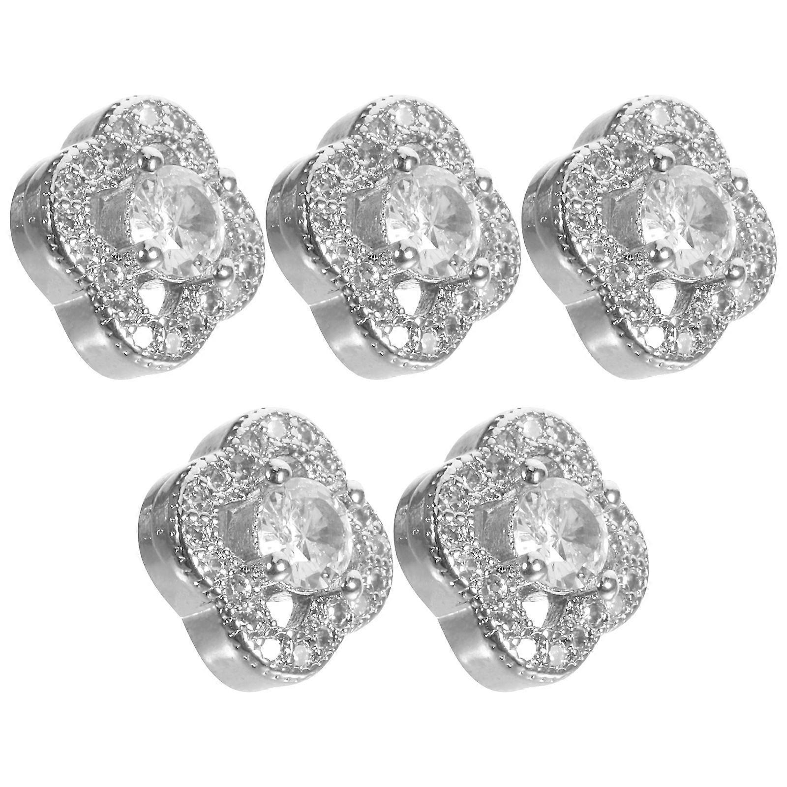 Decorative Silver Plumeria Zircon Button for Decoration 5Pcs Cardigan Buttons