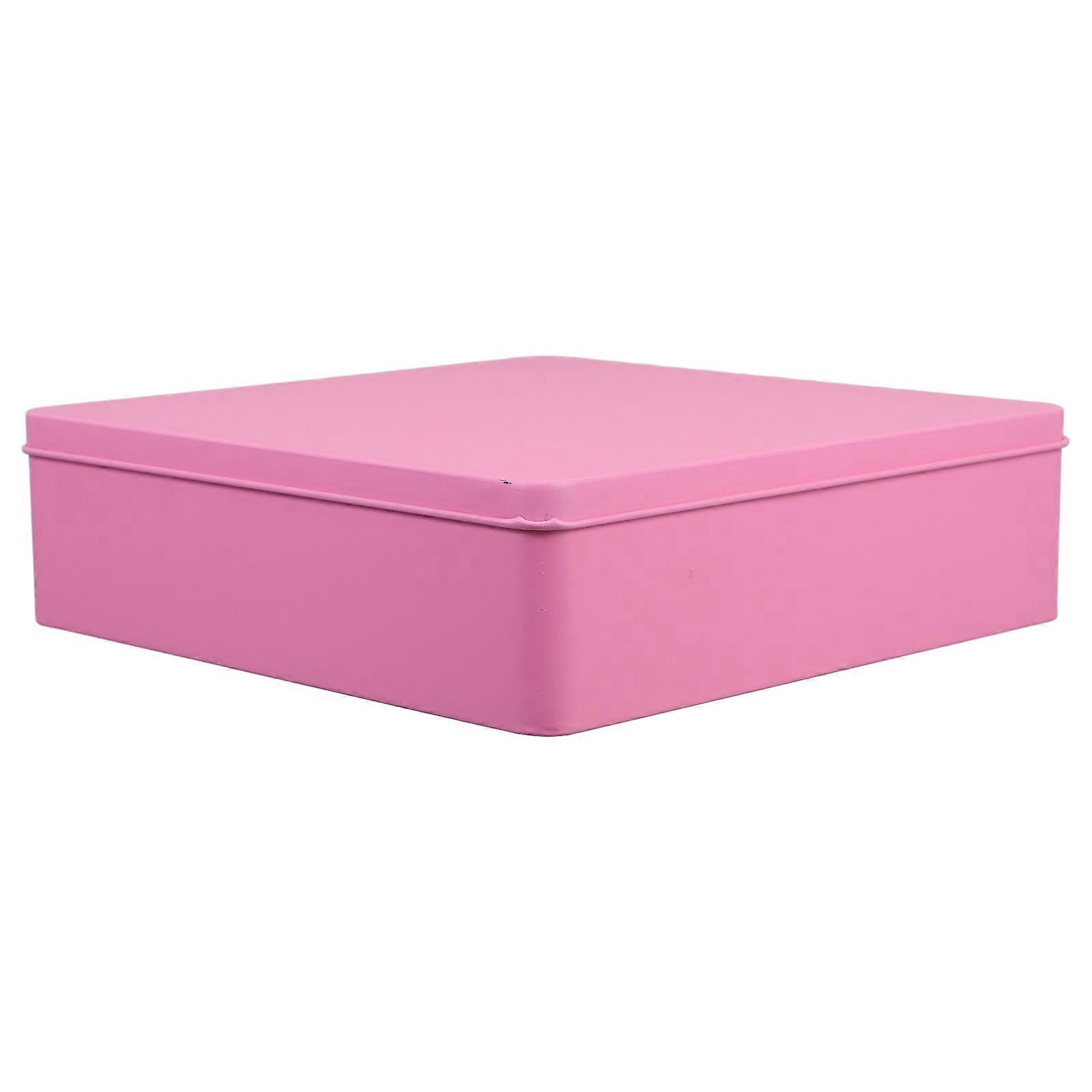 Tinplate Tin Box for Home Storage Large Decorative Metal Container 2Pcs Pink