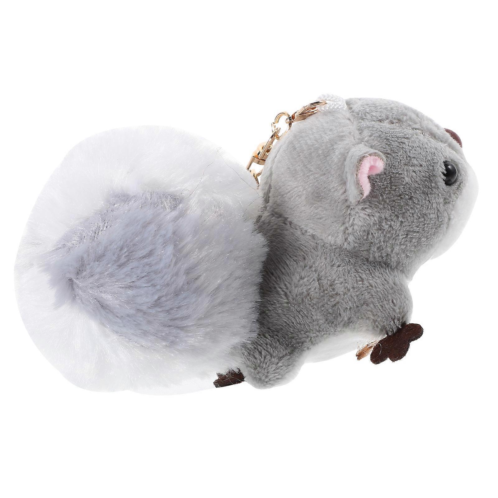 Plush Squirrel Hanging Pendant for Key Use 4Pcs Grey Stuffed Animal Keyring