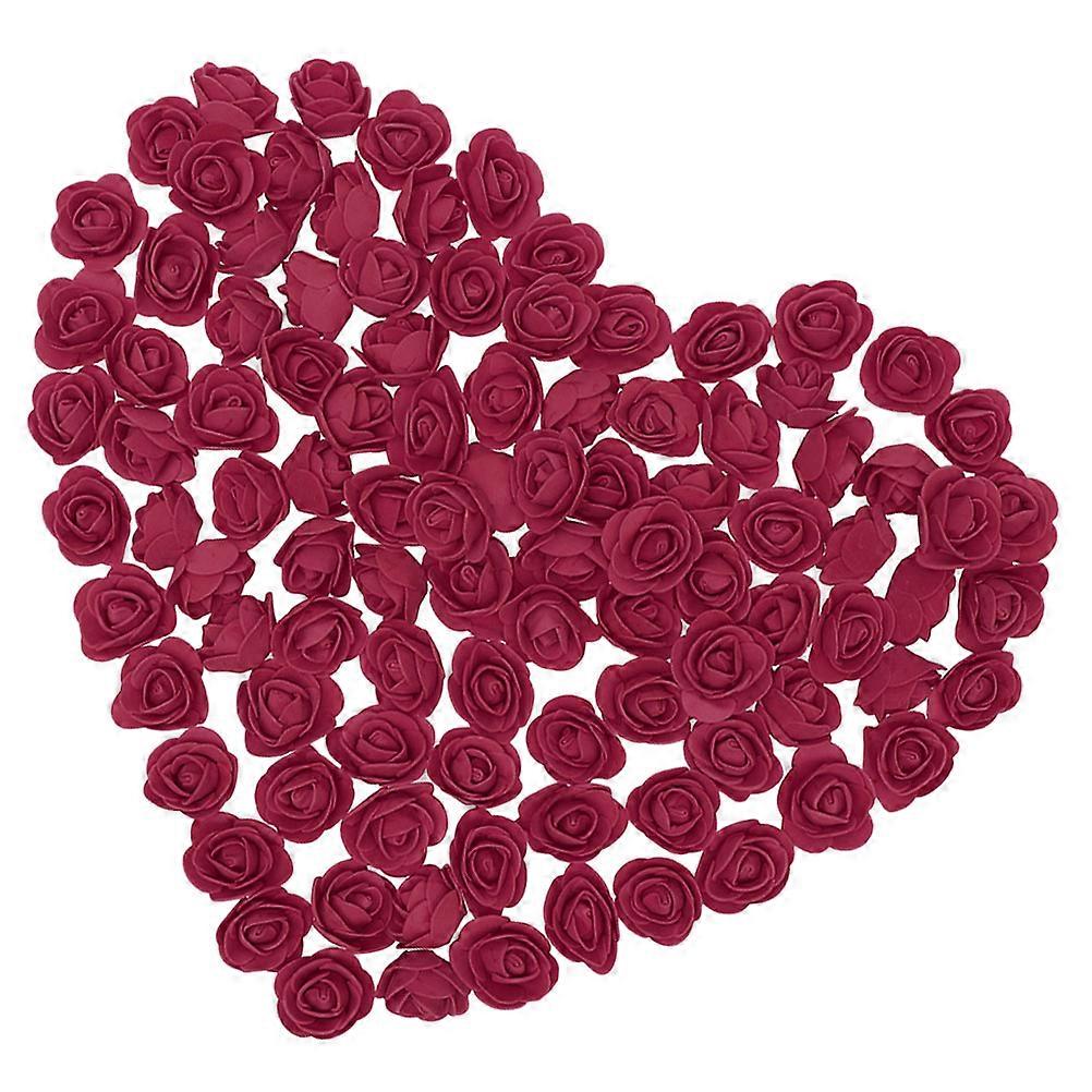 Artificial Rose Flower Head for Party Decoration 200Pcs Dark Red Foam