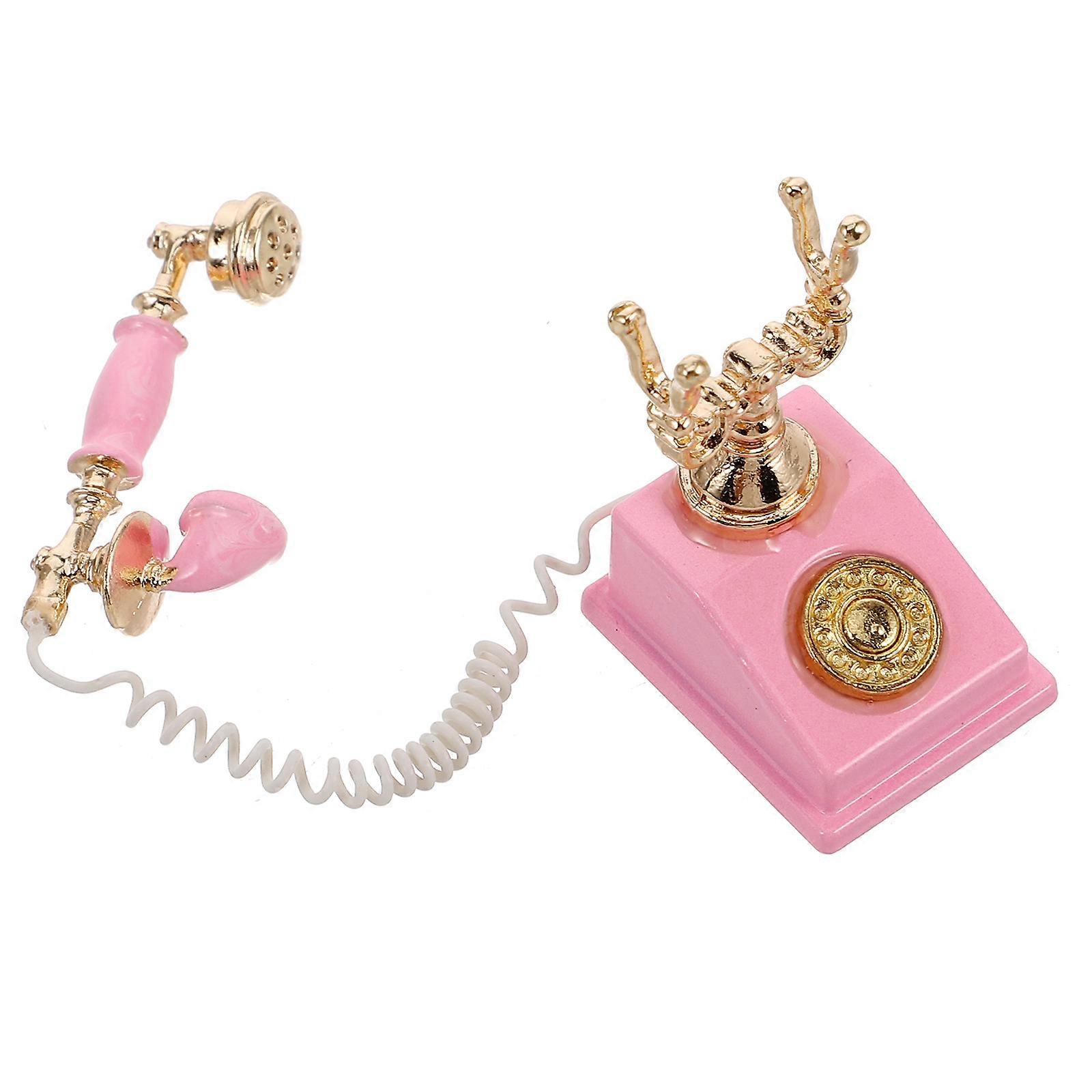 Interactive Play Vintage Phone Model For Miniature Scenes Toys Suitable For Collectors And Kids 1Pack