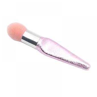 Veeki 1pcs Crack handle big fat pier foundation brush Mushroom round head blush makeup brush Make-up beauty toolsPink Hair - pointed round head